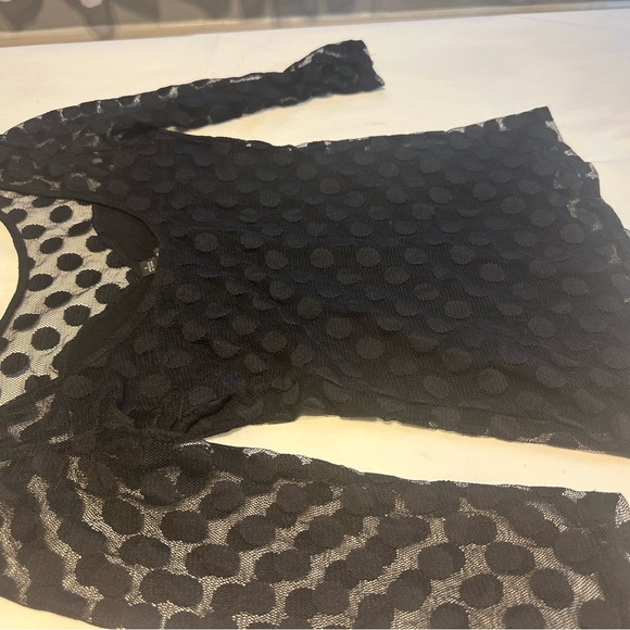 Black Polka Dot Mesh Top - Picture 4 of 4